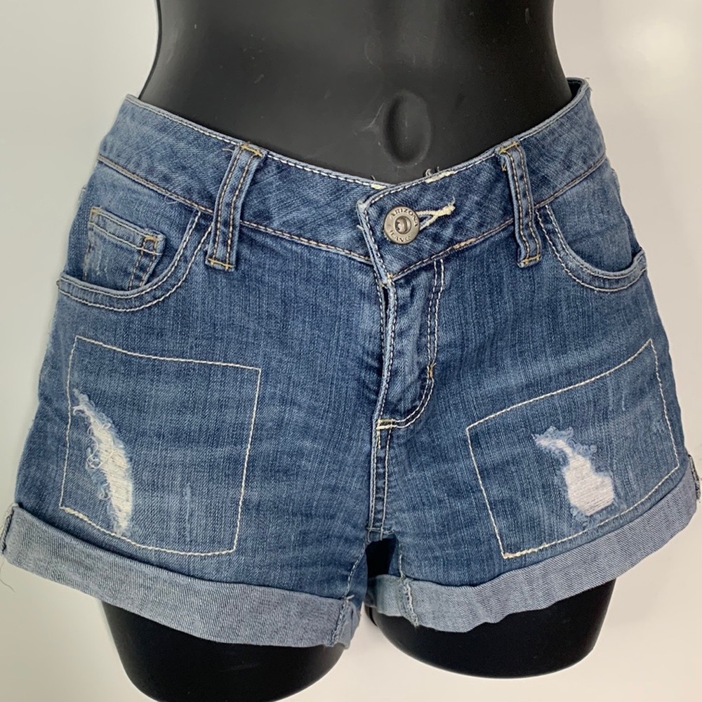 Arizona Low Rise Distressed Denim Shorts